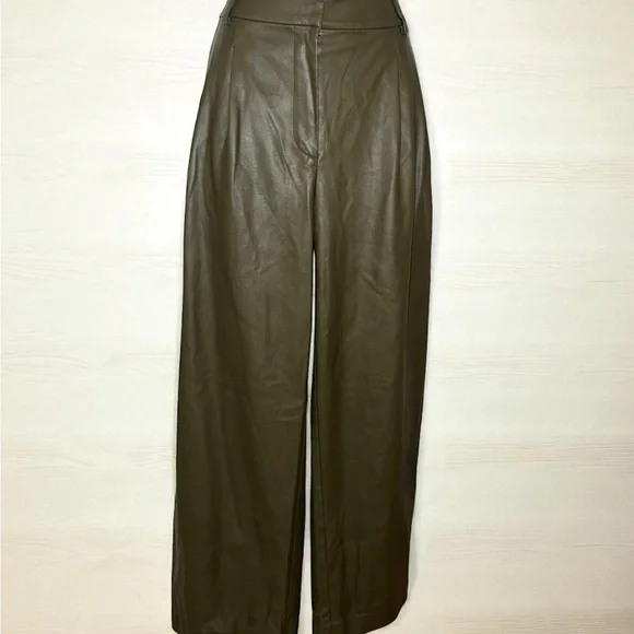 Saunders- Olive Green Faux Leather Pants Size 6